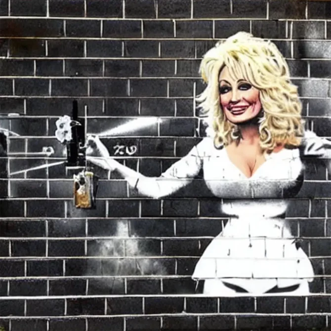 Dolly Parton in the style of Banksy     8
